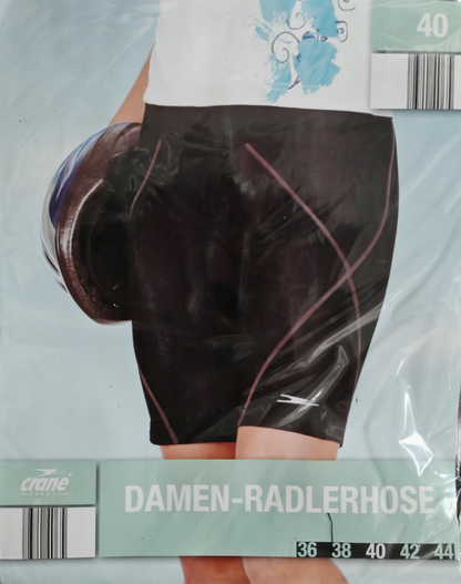 CRANE Damen Radlerhose Gr. 40 Schwarz Fahrradhose Sitzpolster Coolmax Neu G