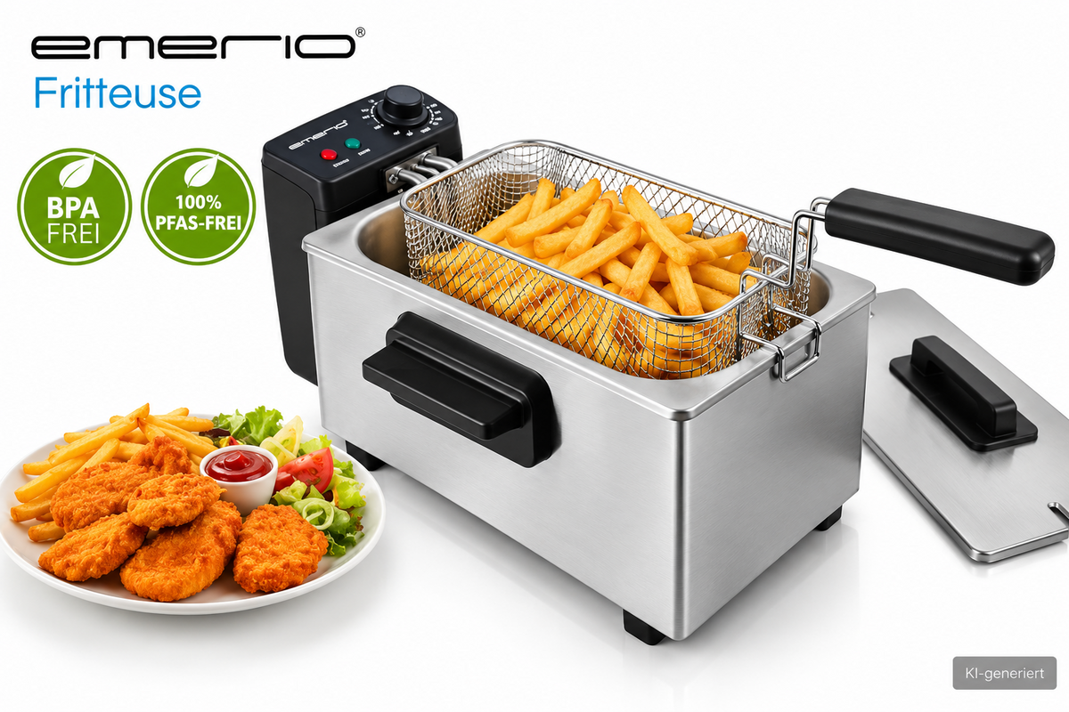 Emerio DF-132653 Fritteuse 3L 2000W Edelstahl Öl Frittiergerät Thermostat HO-A22