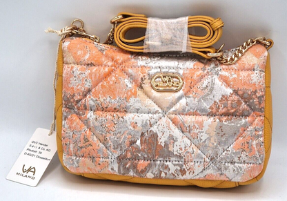 Milano Schultertasche Webmaterial mit echt Leder VM Logo