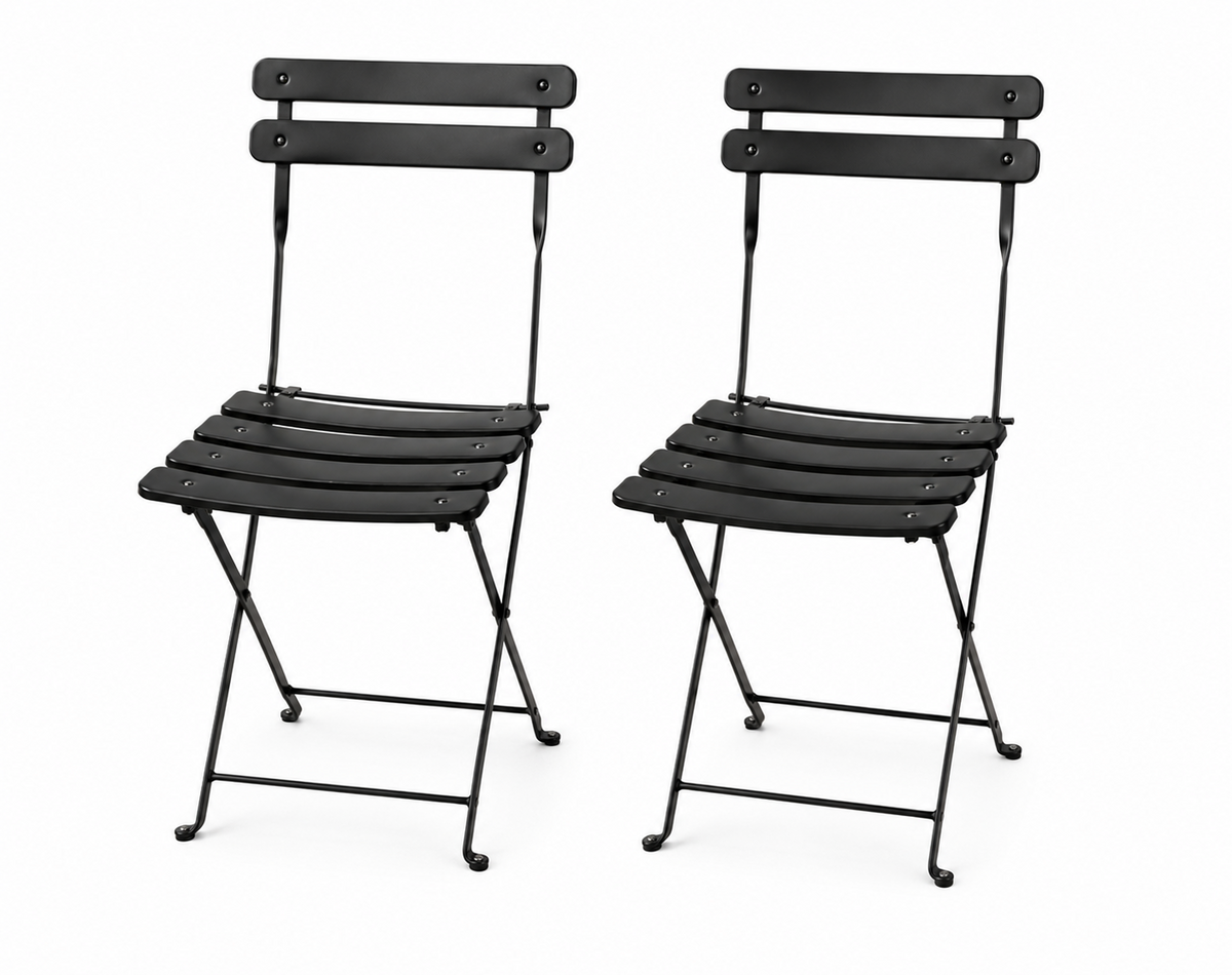 MANO Gartenstuhl 2er Set Klappstuhl Metall Schwarz Balkon Terrasse Bistro  HA6