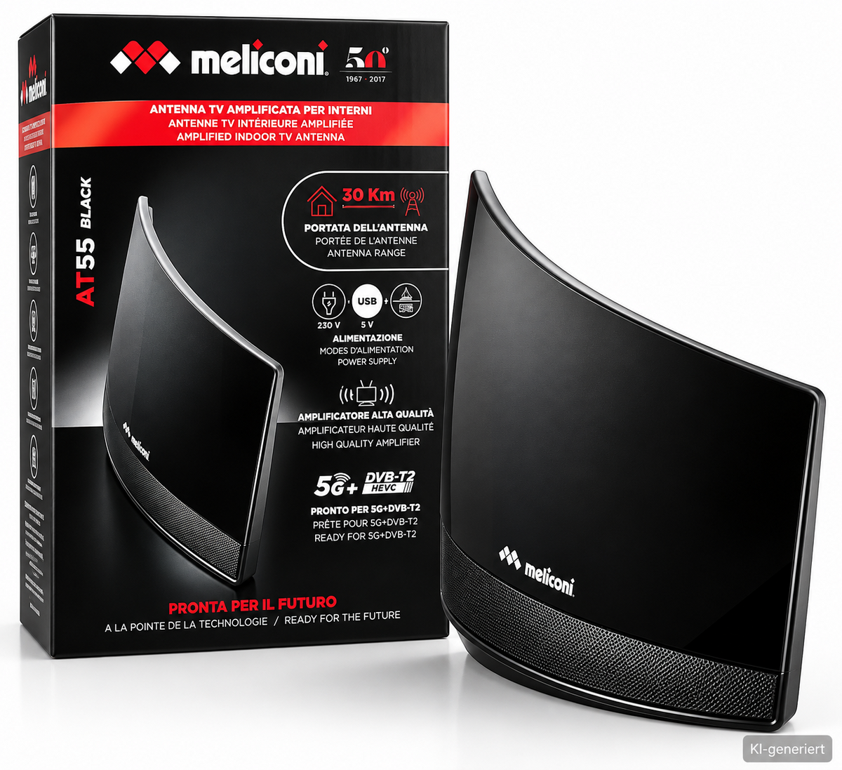 Meliconi AT55 R1 Black DVB-T2 Zimmerantenne 5G Verstärker 30km 881016 A8