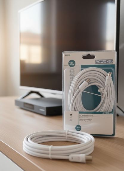 Schwaiger KVK100 IEC Anschlusskabel 10m 75dB Antennenkabel TV