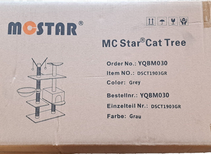 MC Star Pet Cat Tree Play Kletterturm Kratzbaum Hellgrau 130 cm