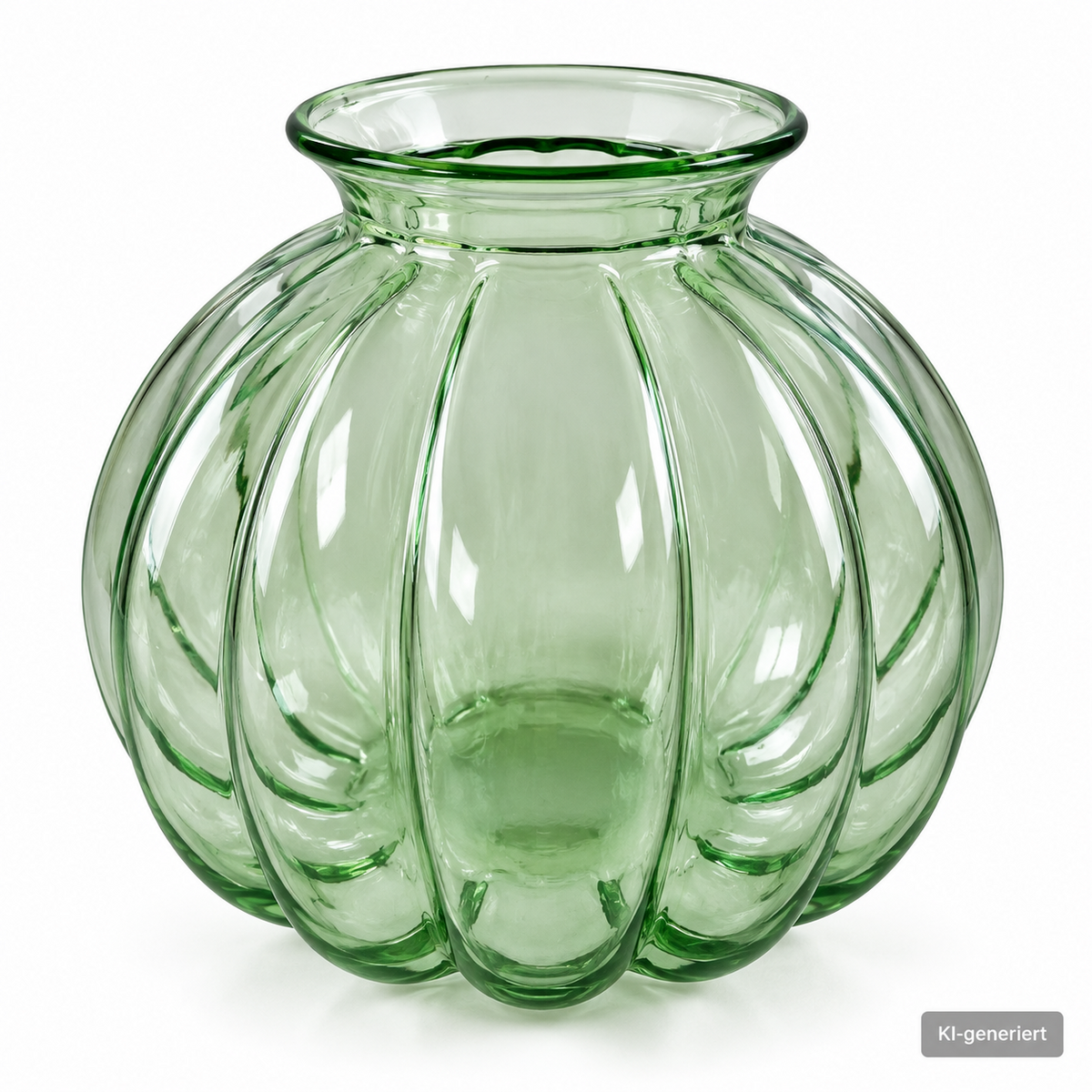 Glasvase Grün Bauchvase Rillenglas Blumenvase Dekovase Vintage Optik 14 cm B5