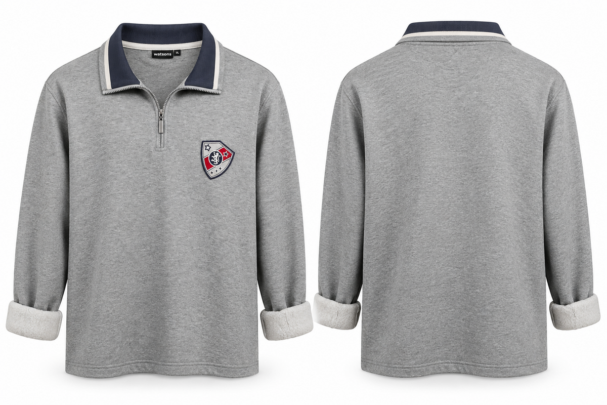 WATSONS Herren Troyer Sweatshirt Gr. 62 4XL Grau Half Zip Pullover Langarm Z