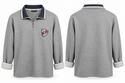 WATSONS Herren Troyer Sweatshirt Gr. 62 4XL Grau Half Zip Pullover Langarm Z
