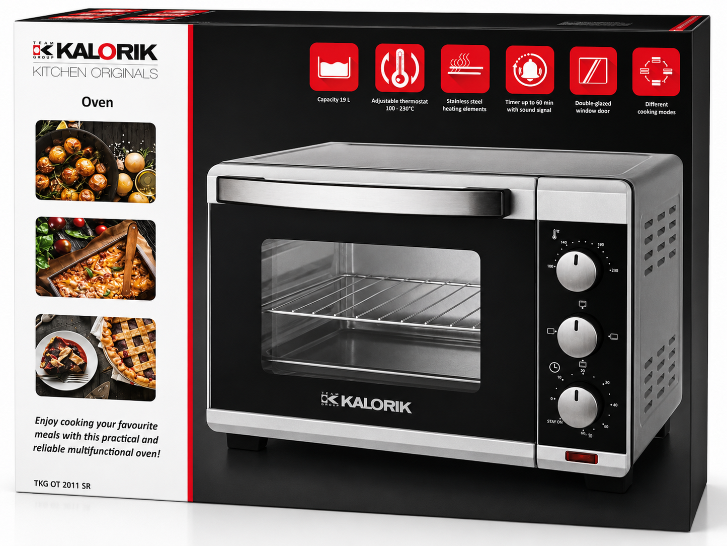 Kalorik TKG OT 2011 SR Minibackofen 19L Grill Backofen Timer 1280W Silber E6