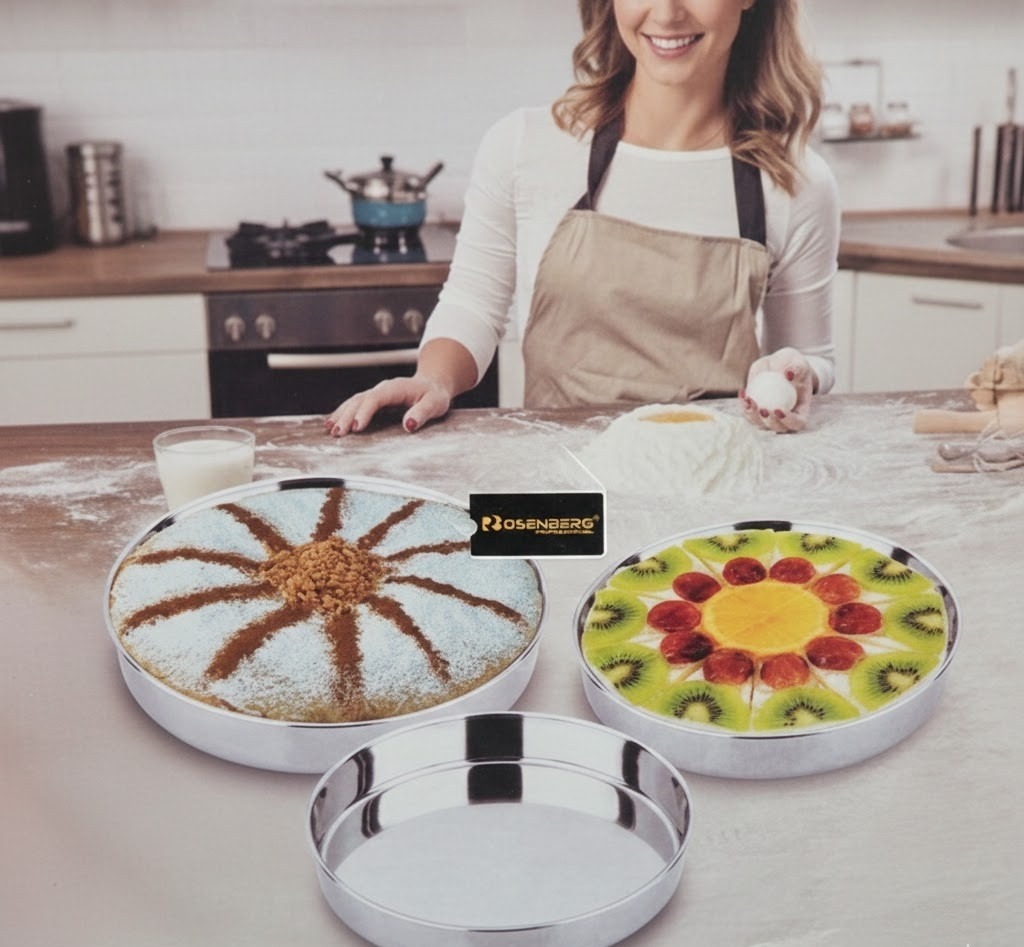 Rosenberg Professional CA3639 Set 3 Edelstahl-Kuchenformen Backformen