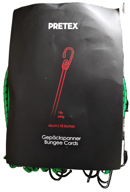 PRETEX 12x Expander Gepäckspanner 46cm Spanngummi Haken Fahrrad Grün E