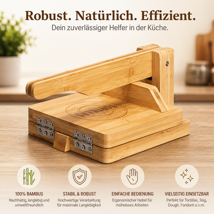 Navaris Tortilla Presse Bambus Ø25cm Taco Maker Teigpresse Wrap Naan HO-A05