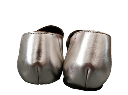 Comfortfüße Damen Ballerinas Gr. 40 Silber Echtleder Korksohle Leder Schuhe G2