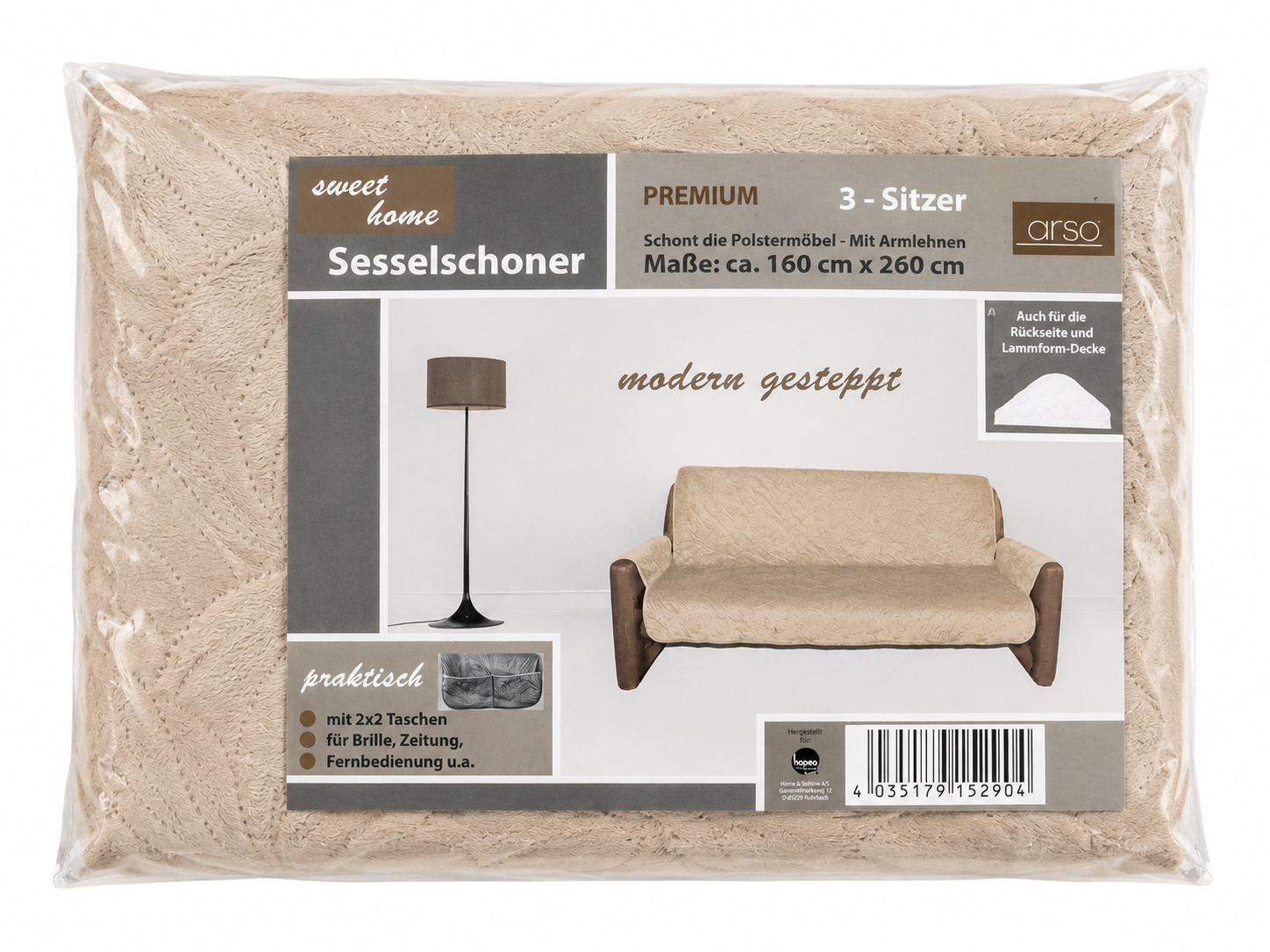Sweet Home Sesselschoner 3-Sitzer 160x260 cm Beige Sofaschoner Couchschutz  E5