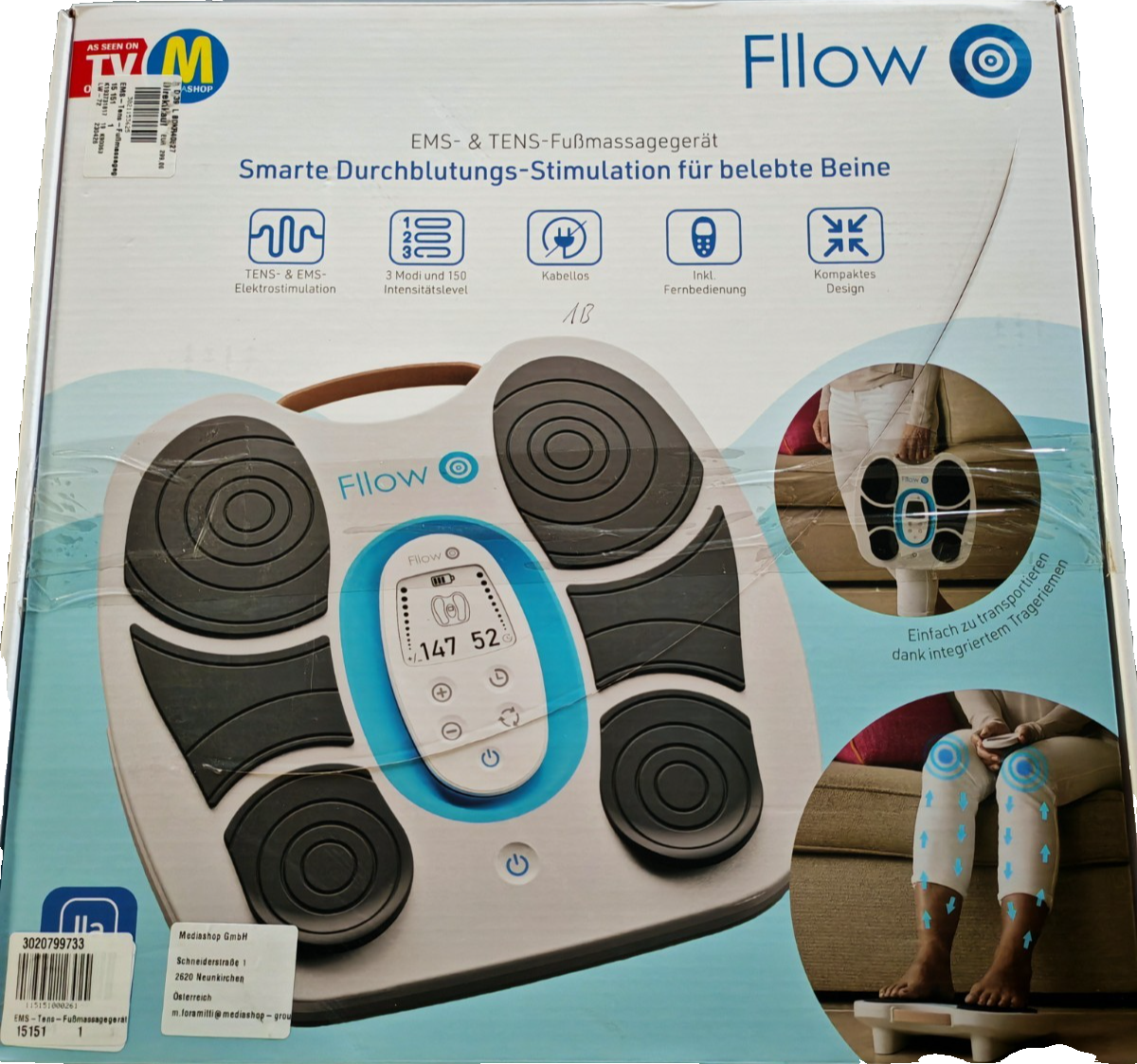 Fllow EMS TENS Fußmassagegerät Elektrostimulation 150 Stufen kabellos HOA3
