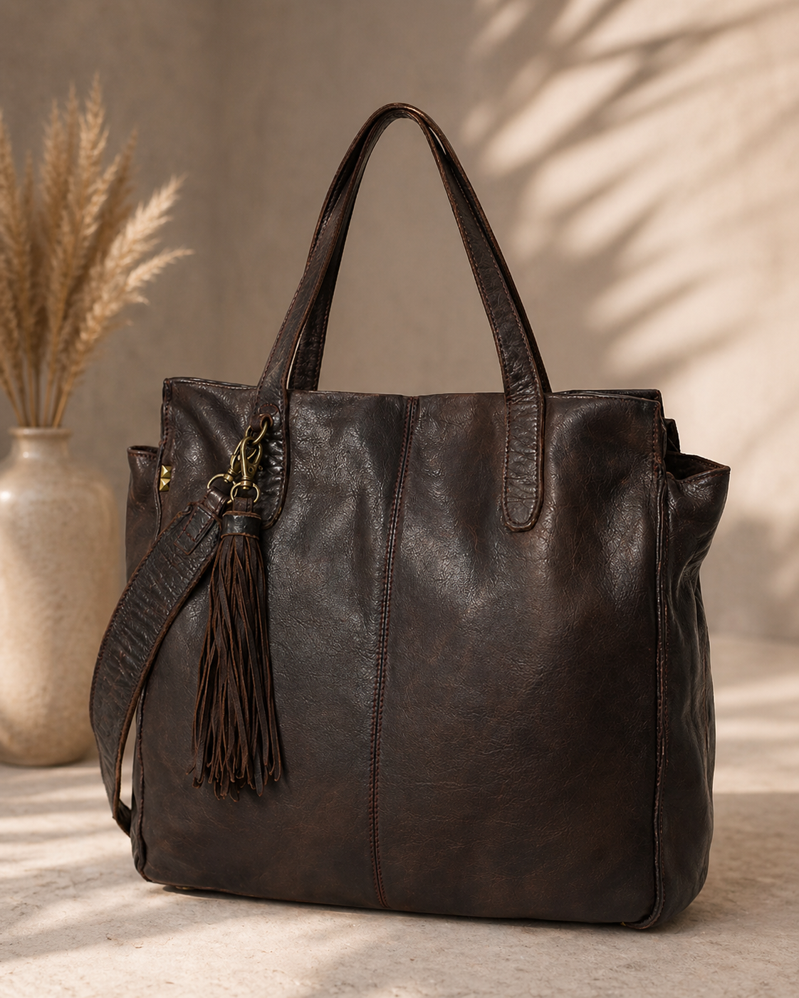 Desiderius CALADIA Basic Umhängetasche Braun Echtleder Damen Tasche