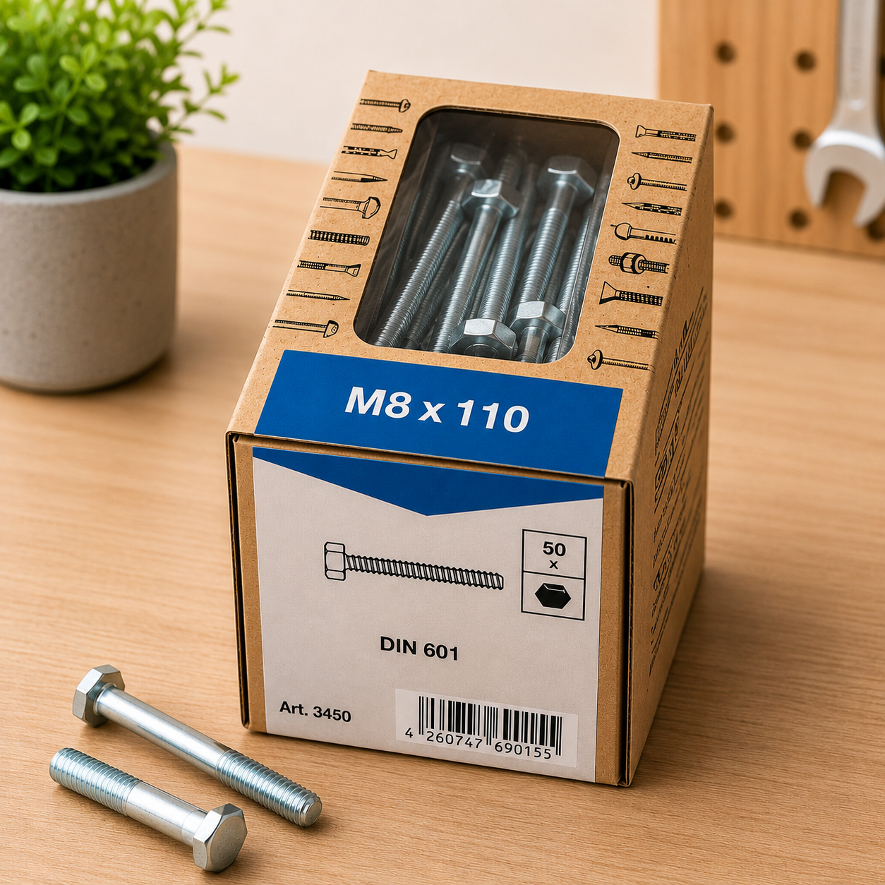 Lux Schlossschrauben verzinkt M8x110mm 50x Vierkant metrisch Gewinde