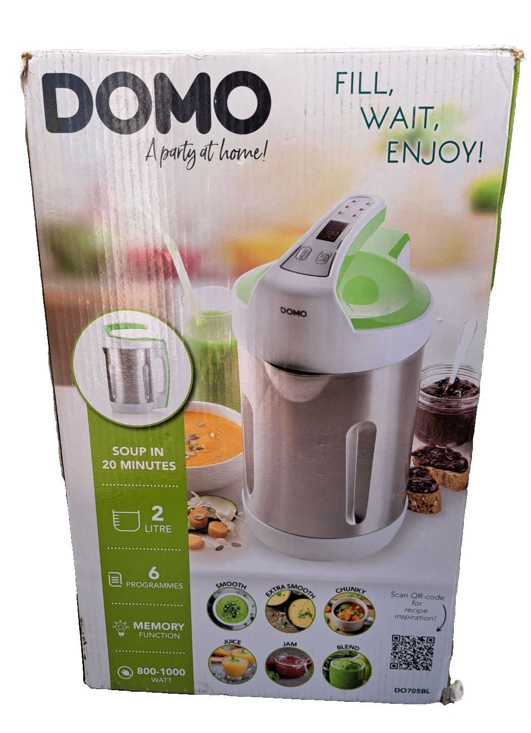 DOMO DO705BL Suppenkocher 2L Mixer 6 Programme Edelstahl Soup Maker LED C2
