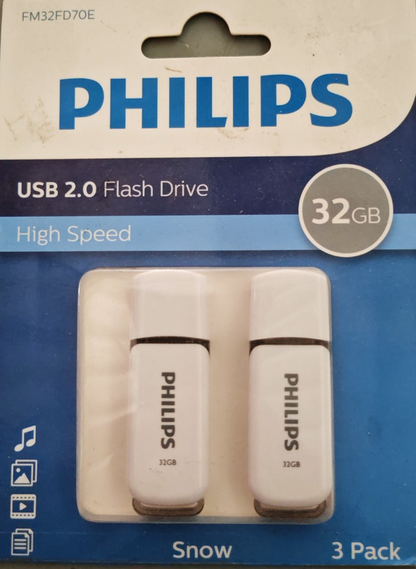 Philips USB Stick 32GB 2er Pack Snow Edition USB 2.0 FM32FD70E/00 96GB A8
