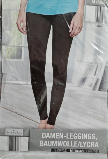 Blue Motion Damen Leggings Gr. M 40/42 Braun Baumwolle Lycra Stretch Hose G3