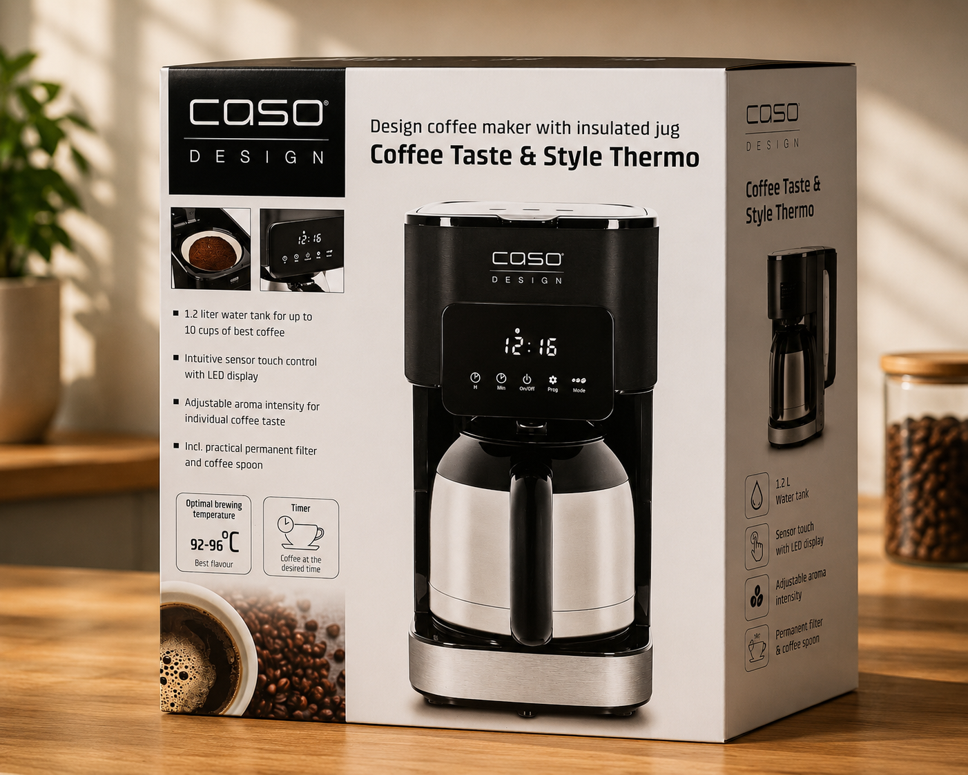 Caso 1847 Coffee Taste & Style Thermo Kaffeemaschine 1,2L Timer LED B03