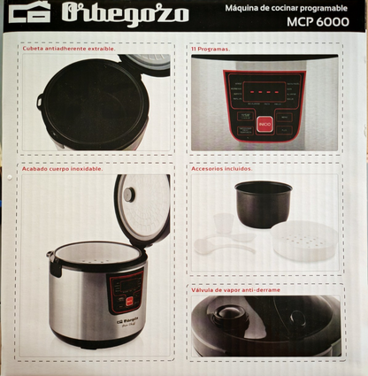 Orbegozo MCP6000 Küchenmaschine 5L LCD Display 11 Programme Timer Set C-04