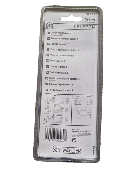 Schwaiger TAL6310 Telefonanschlusskabel 10m Telefon Kabel TAE