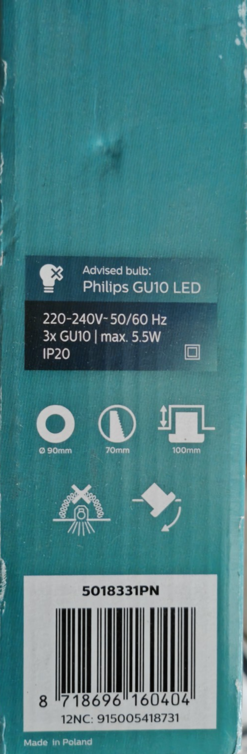 Philips Enneper 3x Einbaustrahler GU10 Weiß schwenkbar Spot 50183/31/PN HA35