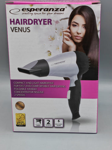 Esperanza EBH002S Venus 850W Haartrockner Fön Profi Haarstyling, Faltbar