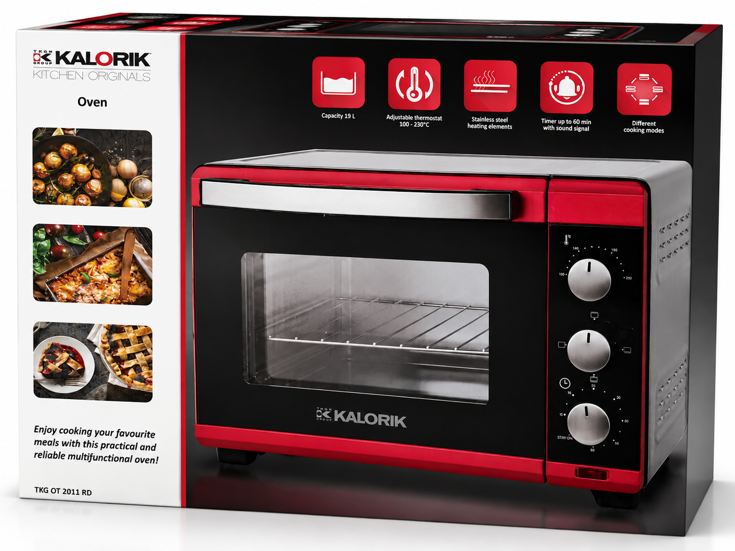 Kalorik TKG OT 2011 RD Minibackofen 19L Grill Backofen Timer 1280W HA14
