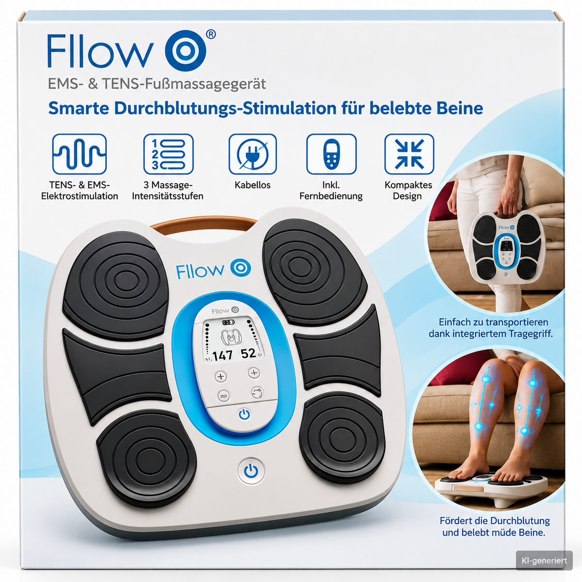 Fillow EMS TENS Fußmassagegerät Elektrostimulation Beine Massagegerät LCD HA3