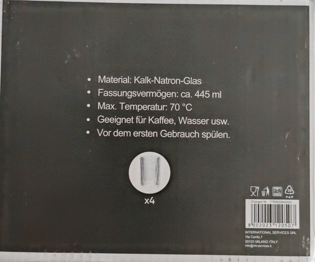 DR Home Division 4er Set Trinkgläser 445ml geriffelt Wassergläser Longdrink B5