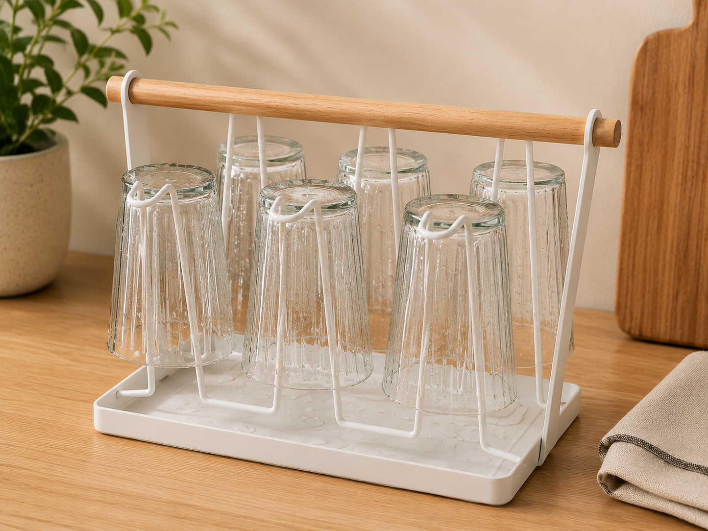 Belle Vous Glasständer 6 Arme Glashalter Weinglashalter Metall weiß Bar C03
