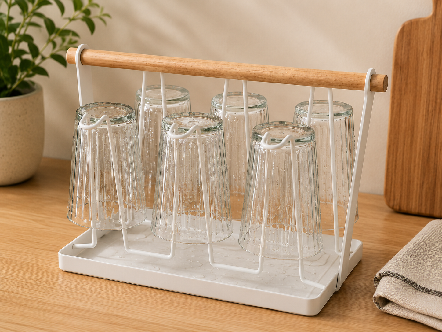 Belle Vous Glasständer 6 Arme Glashalter Weinglashalter Metall weiß Bar C03