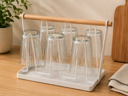 Belle Vous Glasständer 6 Arme Glashalter Weinglashalter Metall weiß Bar C03