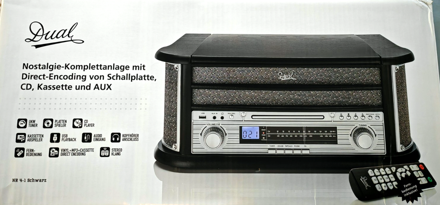 Dual NR 4-1 Radioplattenspieler Schwarz Retro Radio Plattenspieler Anlage C03
