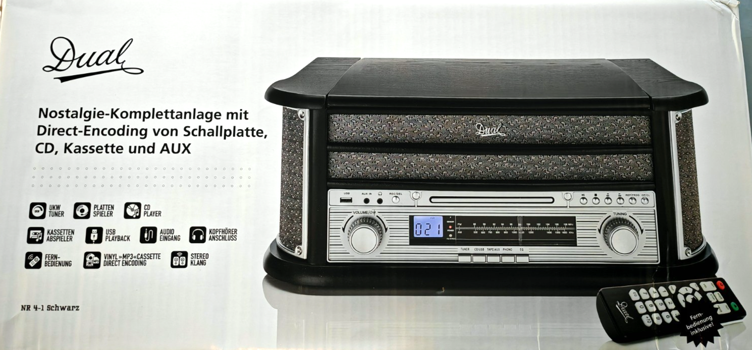 Dual NR 4-1 Radioplattenspieler Schwarz Retro Radio Plattenspieler Anlage C03
