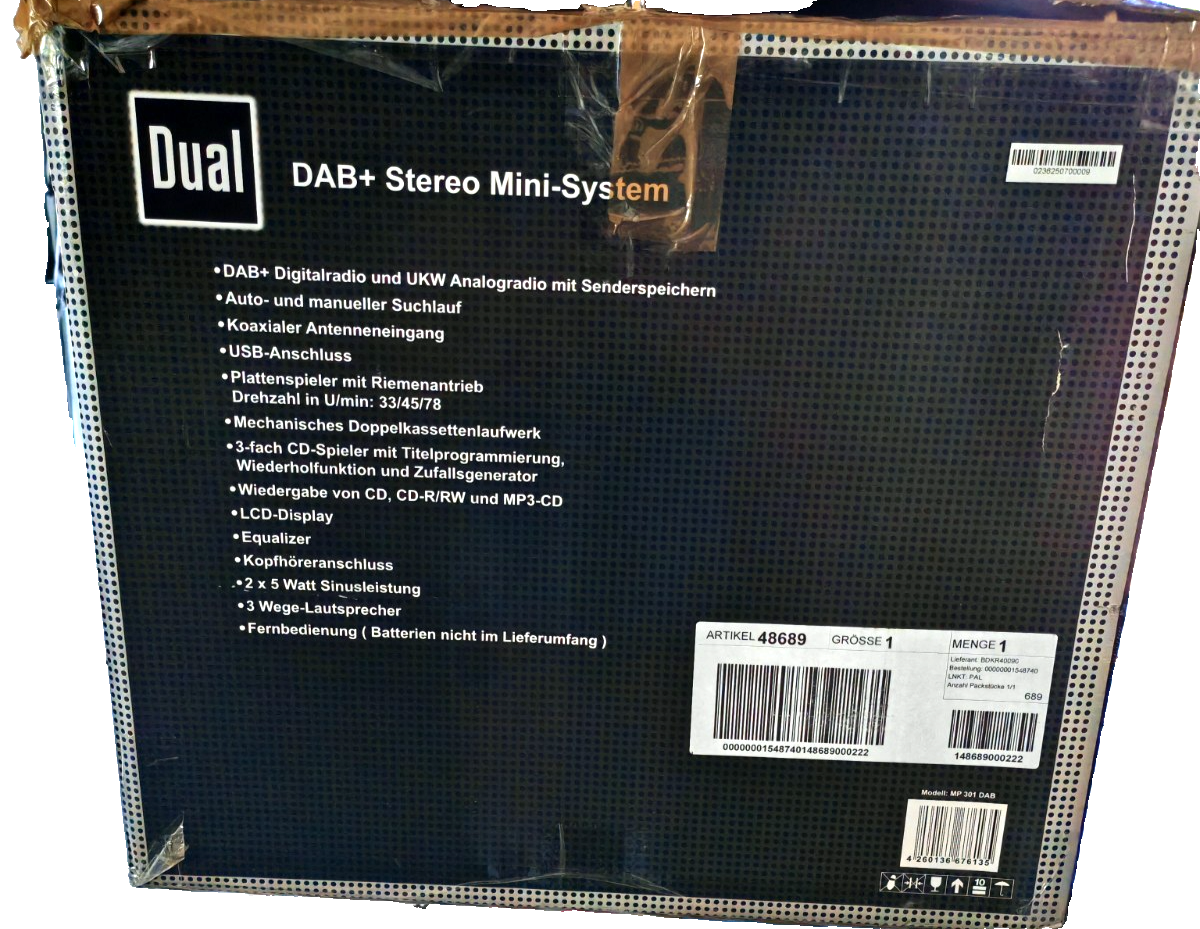 Dual MP301 Stereoanlage CD Wechsler Plattenspieler Kassettendeck USB Radio HA32G