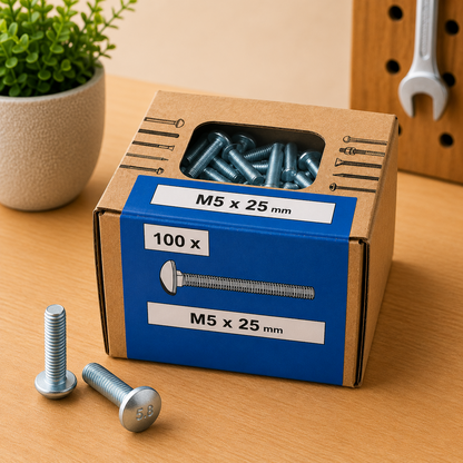 Lux Schlossschrauben verzinkt M5x25mm 100x Rundkopf metrisch Gewinde