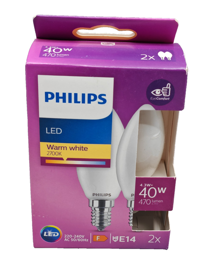 Philips LED Leuchtmittel 2 Stück 40W 2700K Warmweiß 470lm