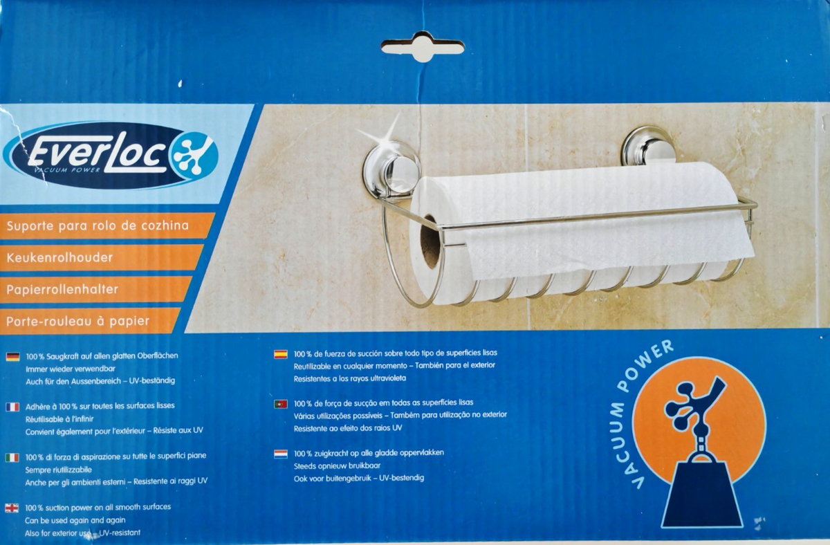 Everloc Küchenrollenhalter Edelstahl Optik Saugnapf ohne Bohren Wandhalter HA3