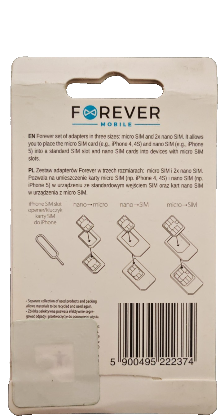 Forever Universal SIM Adapter Set Nano Micro Standard SIM 3in1 mit SIM Nadel A8