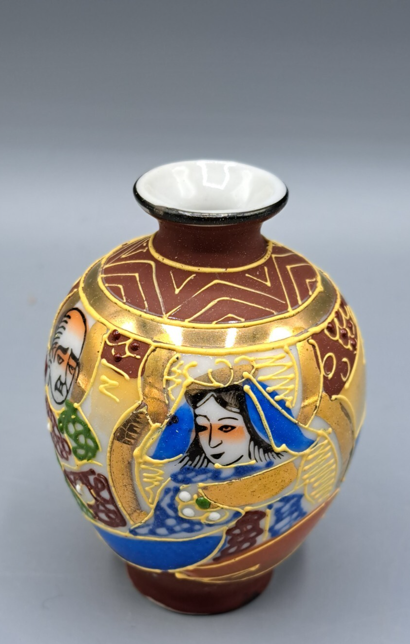 Keramik Vase 6cm Kunst Antiquität Vintage Deko Sammlerstück Porzellan