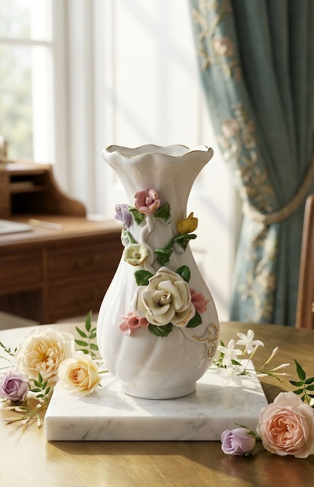 Keramik Vase Blumen Antiquität 15cm Hoch Sammler Deko