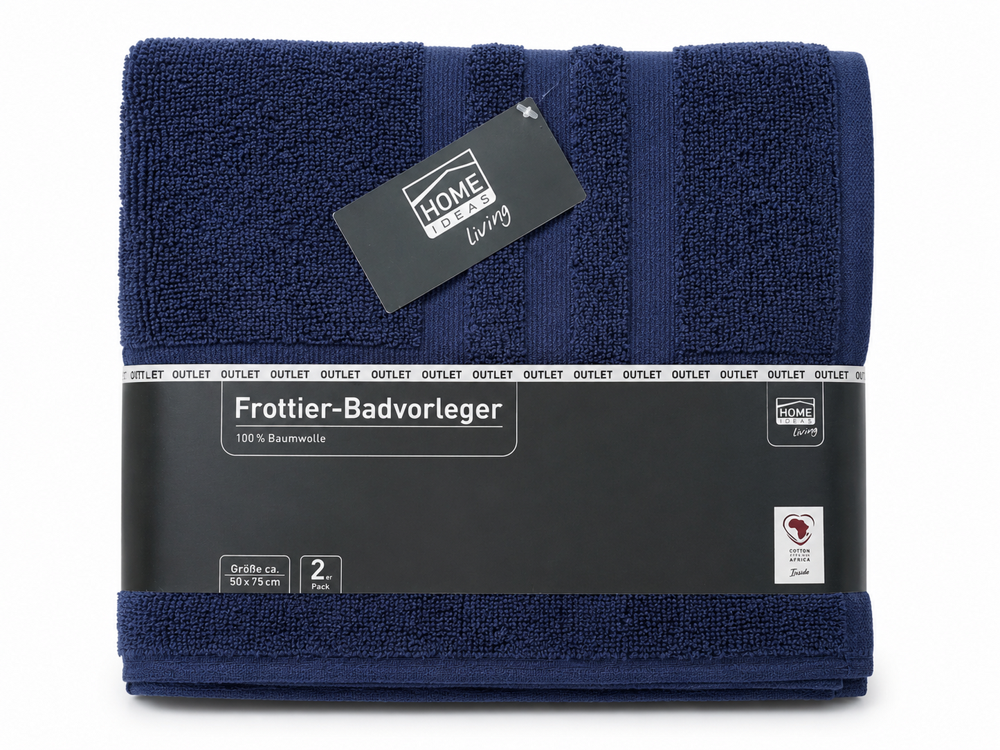 HOME IDEAS 2x Frottier Badvorleger 50x75 cm Blau Baumwolle Badematte Bad C6