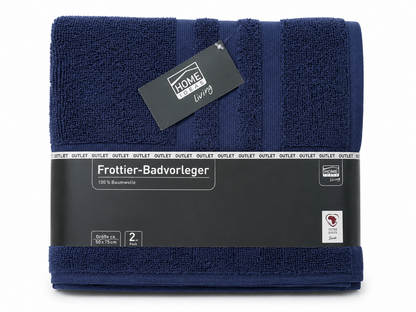 HOME IDEAS 2x Frottier Badvorleger 50x75 cm Blau Baumwolle Badematte Bad C6