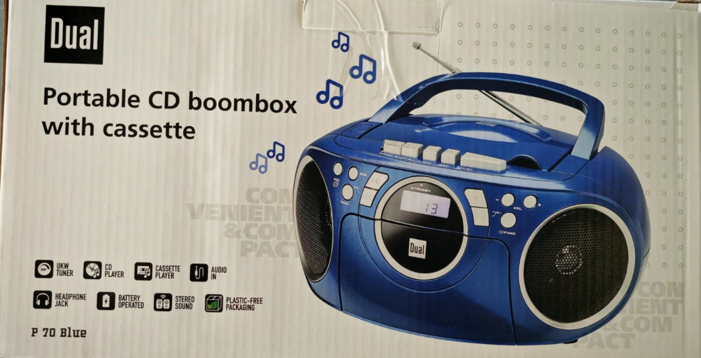 Dual P70 Blau Kassettenradio CD Player UKW Boombox Stereo tragbar Radio A08