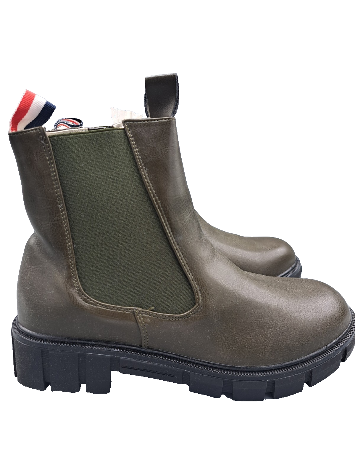 Inselhauptstadt Damen Chelsea Boots Gr. 40 Khaki Taupe Stiefeletten Profilsohle