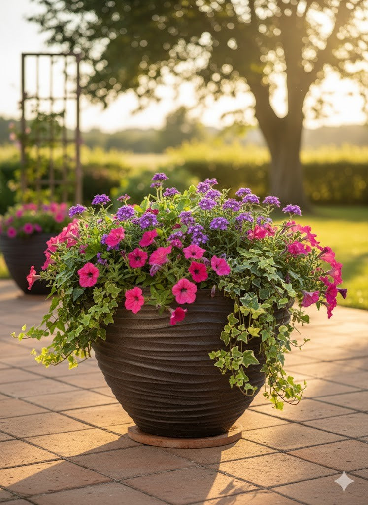 Kunststoff Blumentopf groß, 39 cm Durchmesser Anthrazit