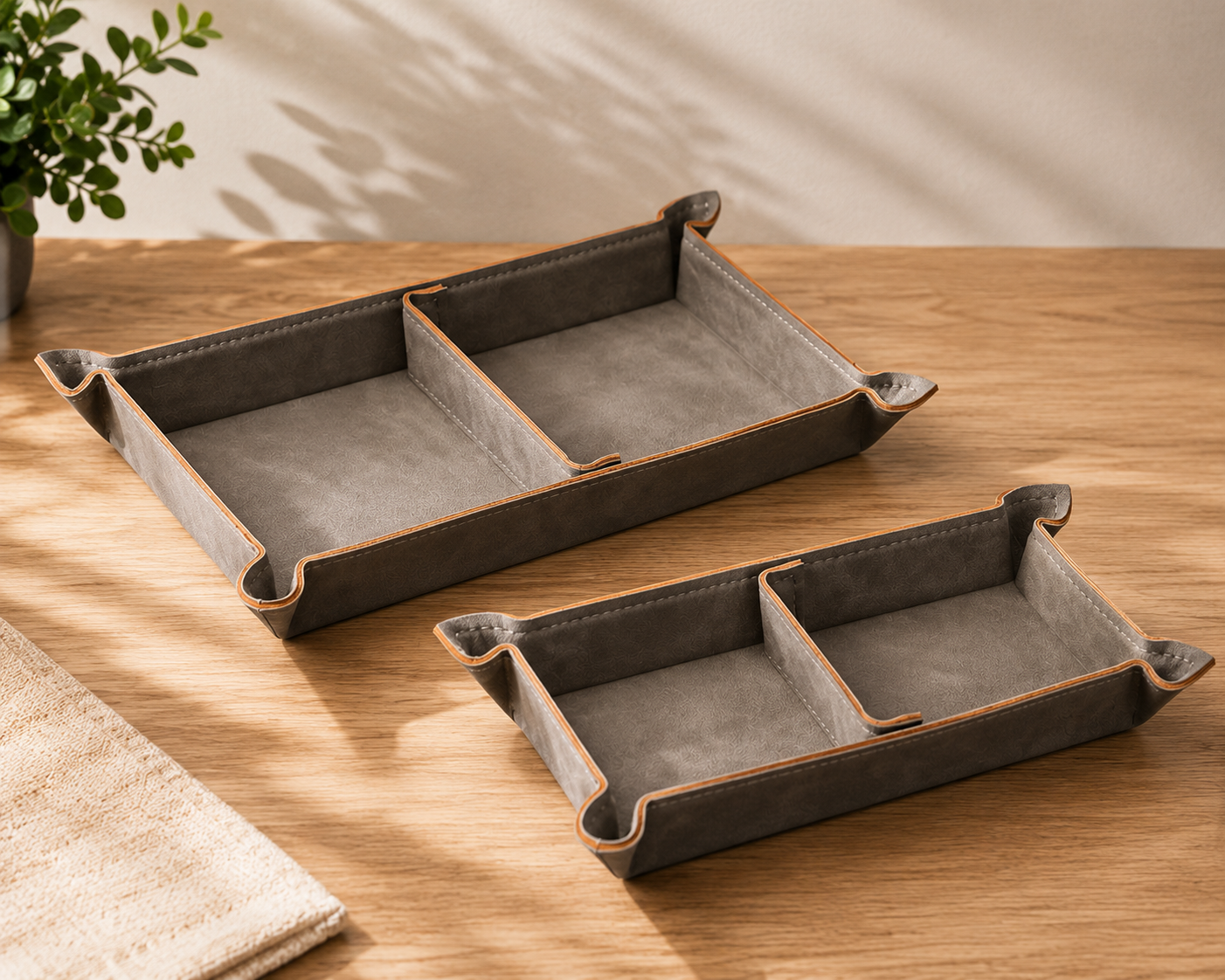Navaris Tablett Kunstleder 2er Set mit Trennwand Aufbewahrung Organizer C-03