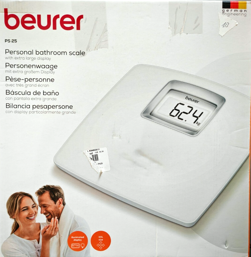 Beurer PS25 Personenwaage Digitalwaage Körperwaage Badezimmer Waage Weiß C04