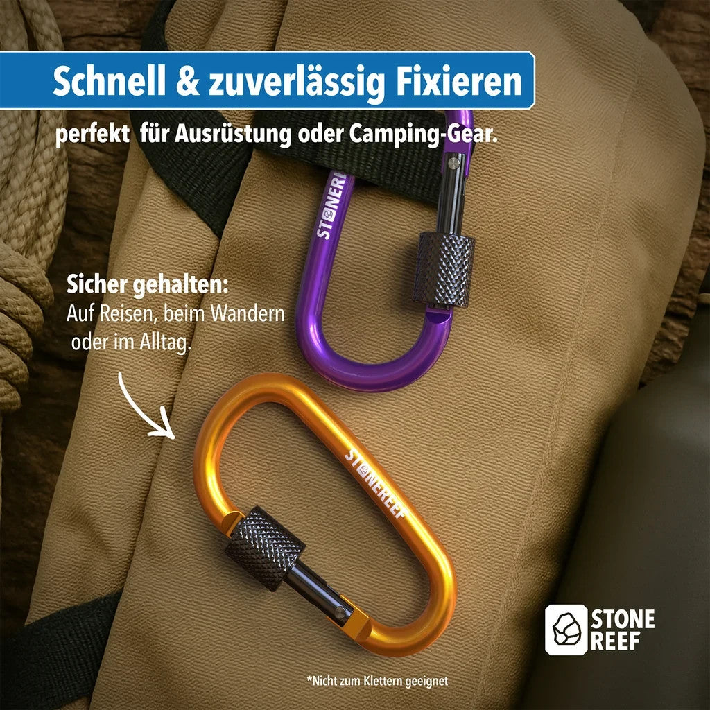 8x Karabinerhaken Aluminium Rostfrei Schnappverschluss Outdoor Camping Reise A6